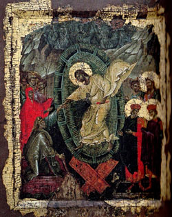Icon with the Anastasis, early 14th century. Ohrid, Macedonia. Egg tempera and gold on wood. (44x36 cm)